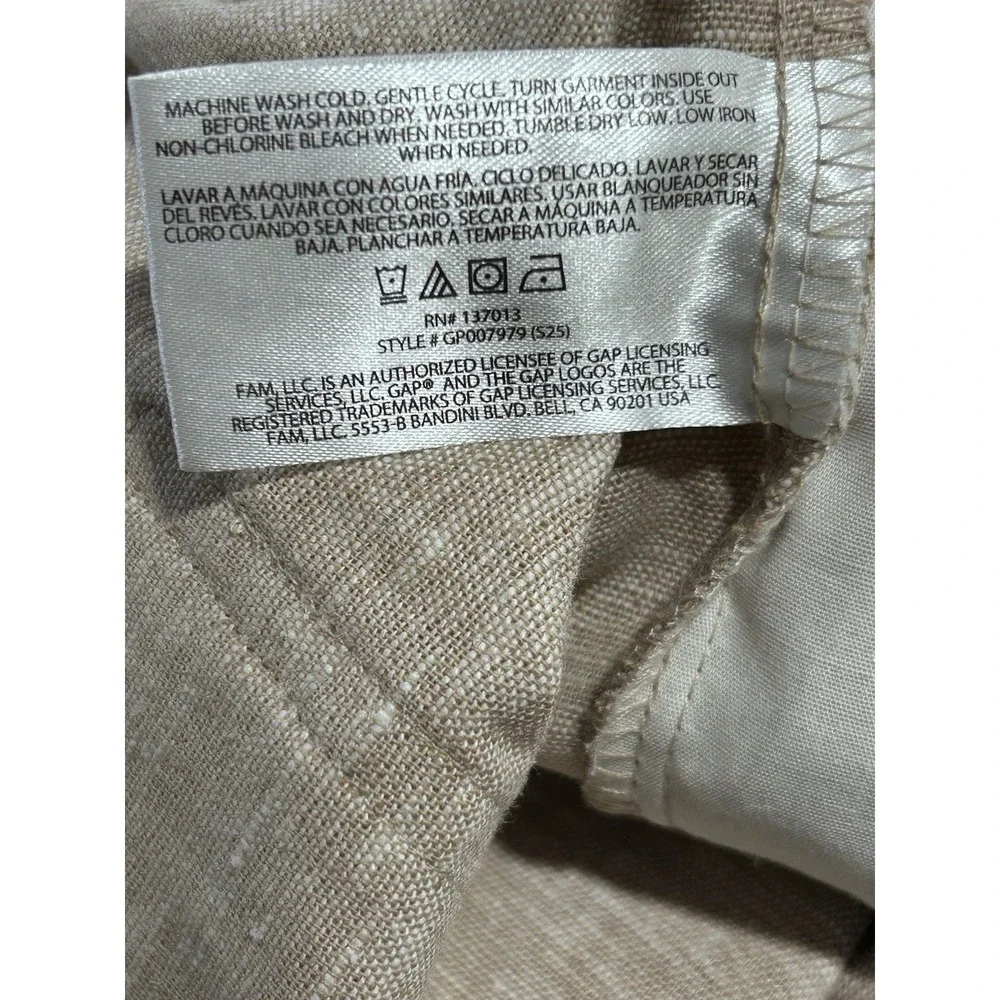 GAP Mens Pull-On Linen Shorts Lt KHAKI Size M Drawstring Pockets Comfort 1274 - Picture 9 of 10